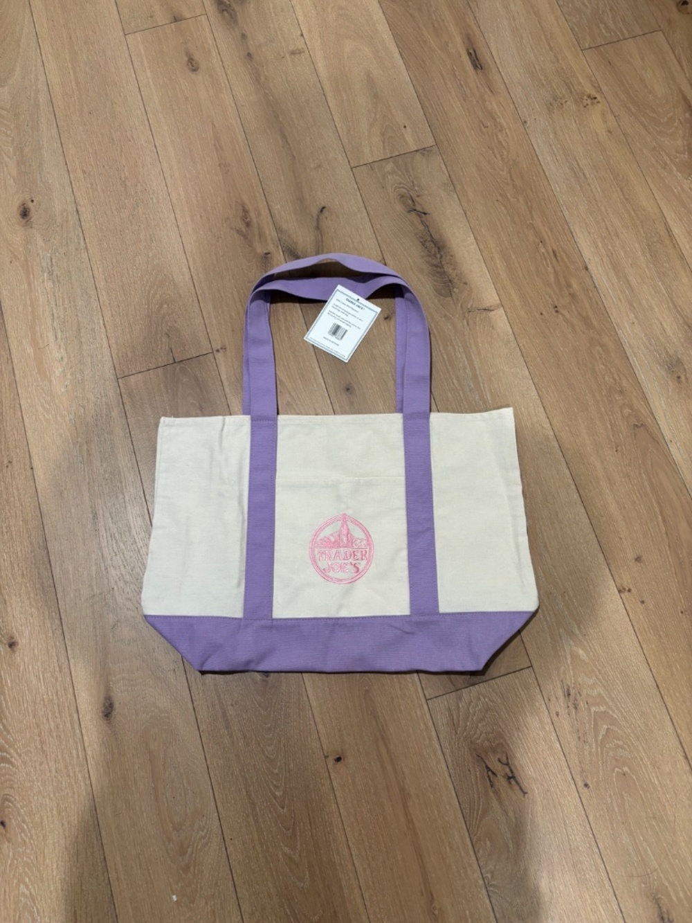 Trader Joe’s Lavender Trim Large Canvas Tote Bag - Picture 3 of 3